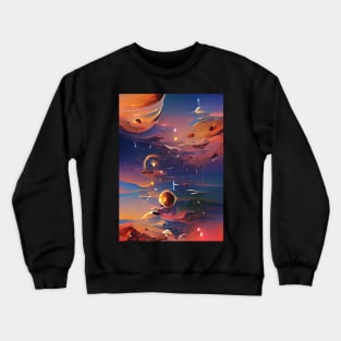 SURREAL PLANETS IN A PINK GALAXY Crewneck Sweatshirt